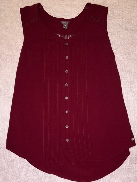 Bauer Tops - Eddie Bauer Women’s Sleeveless Office Button-Down Blouse in Wine